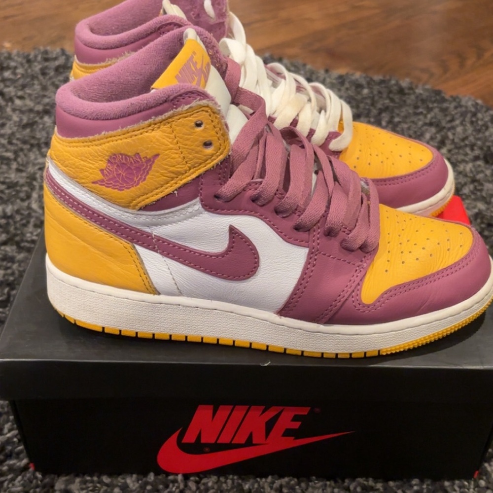 Nike Air Jordan Sneakers - Purple, Yellow, and White